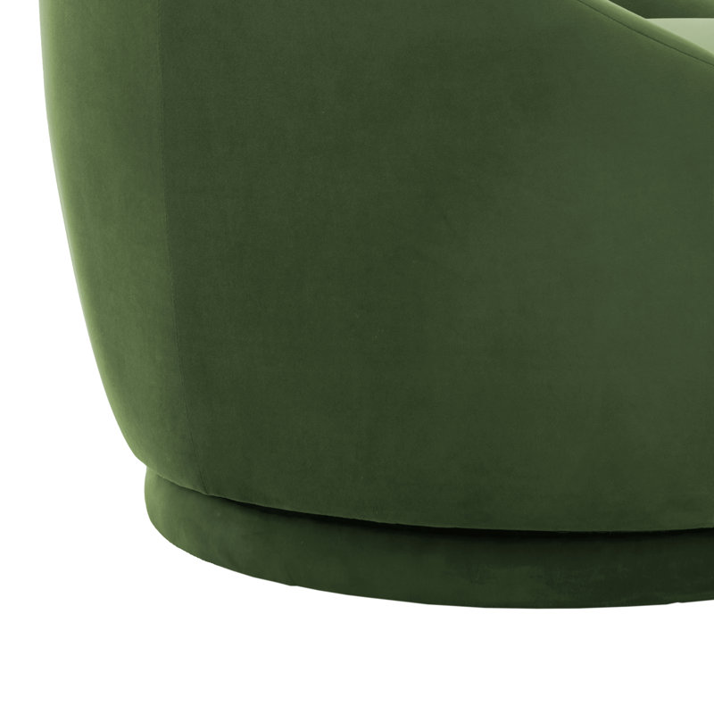 Fauteuil demi-tonneau pivotant rembourré Aunna, Velours vert