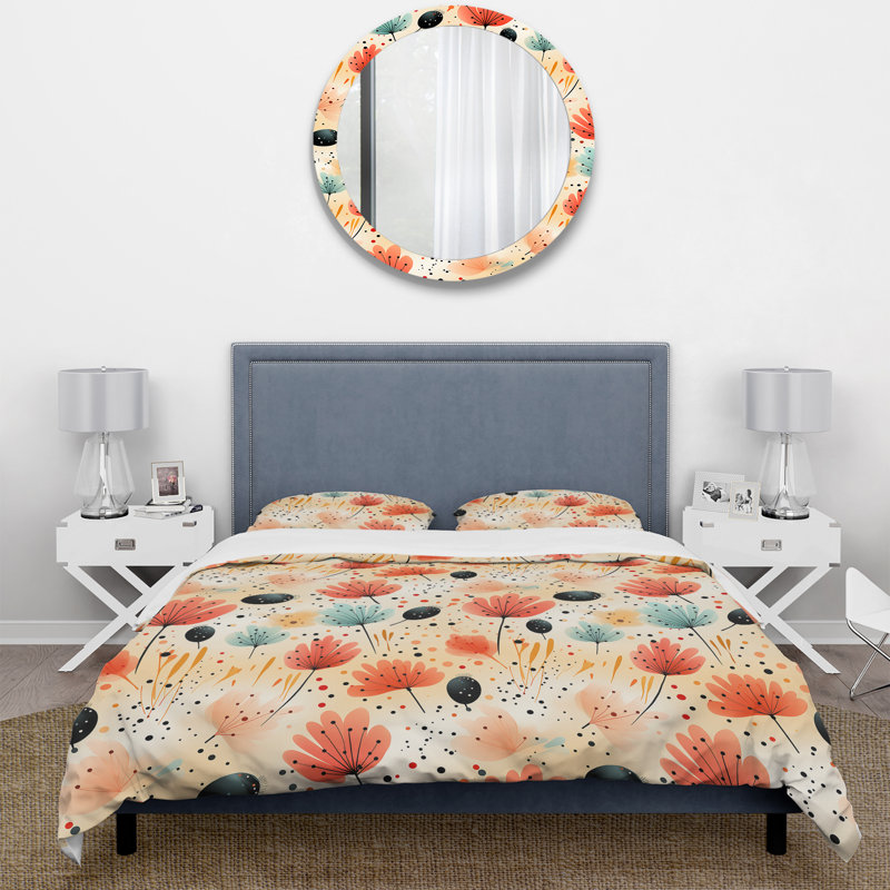 Literie de fleurs de coccinelle au coucher du soleil, Housse de couette pour très grand lit et 2 très