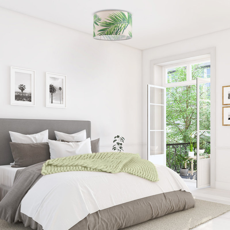 Quantico Fabric Flush Ceiling Light, 24.5cm H x 38cm W x 38cm D