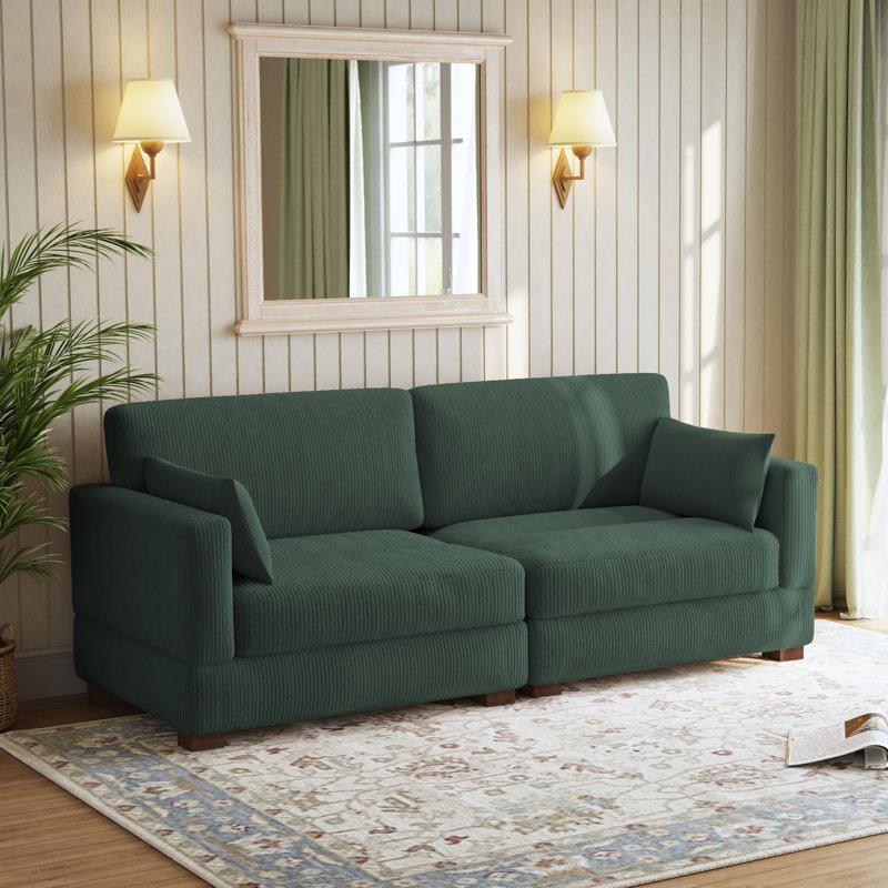 Bentura 217.7Cm Flared Arms Sofa, Hunter Green