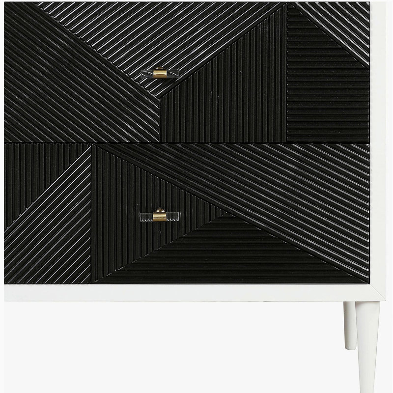Table de chevet blanche et noire avec 2 tiroirs