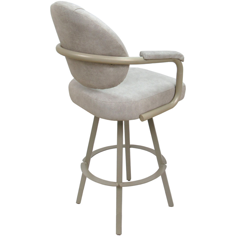 Tabouret de bar pivotant en métal Leandra, Mélange de polyester crème / cadre beige