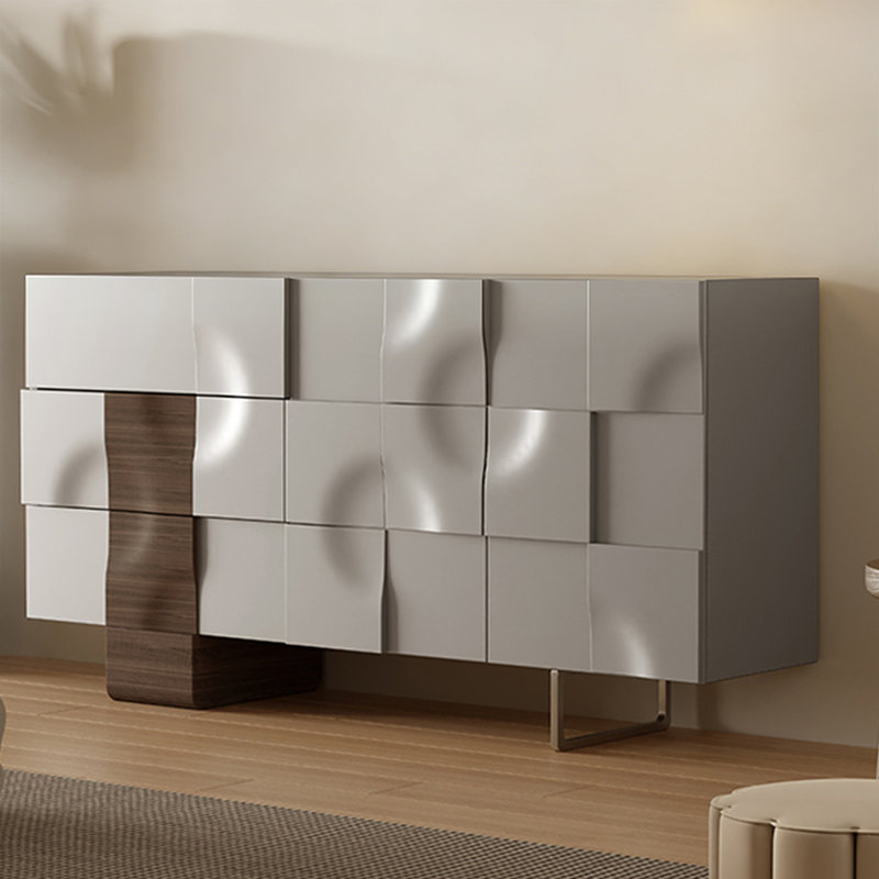 Buffet décoratif moderne en bois manufacturé gris clair, H 35,43 po x l 62,99 po x P 15,75 po, Gris clair
