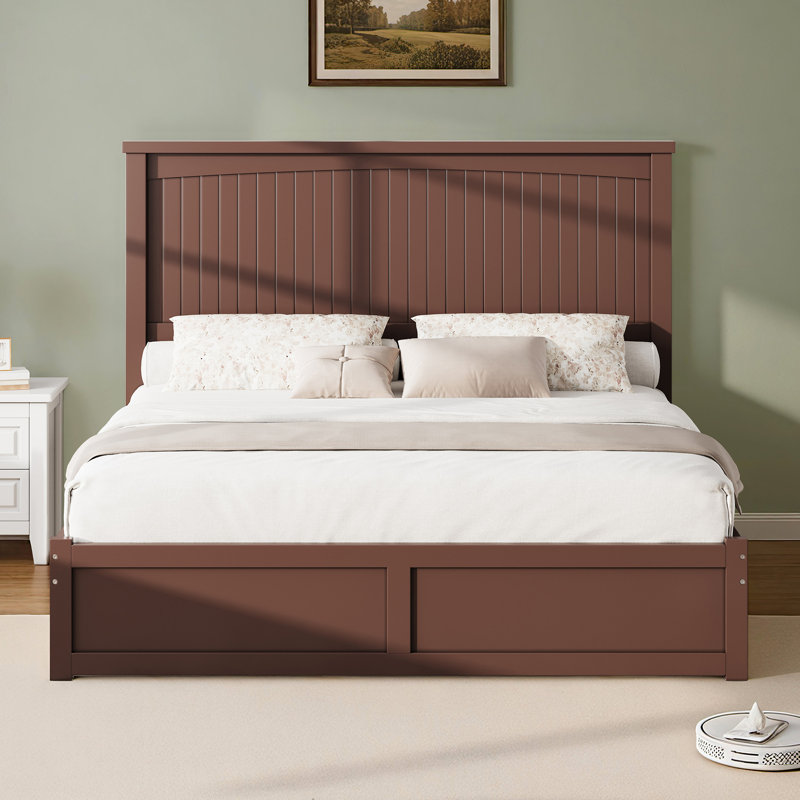 Adainville 50"H Modern Queen Size Solid Wood Bed with 2 Storage Drawers, Espresso, Queen, Espresso