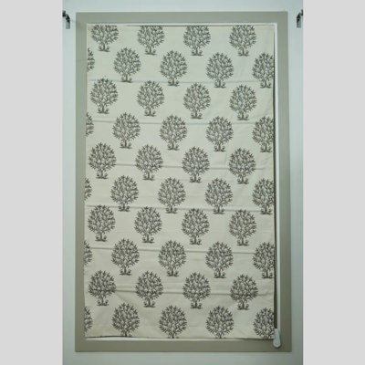 Handmade Window Coverings – Block Print Roman Blinds, Anar, Grey