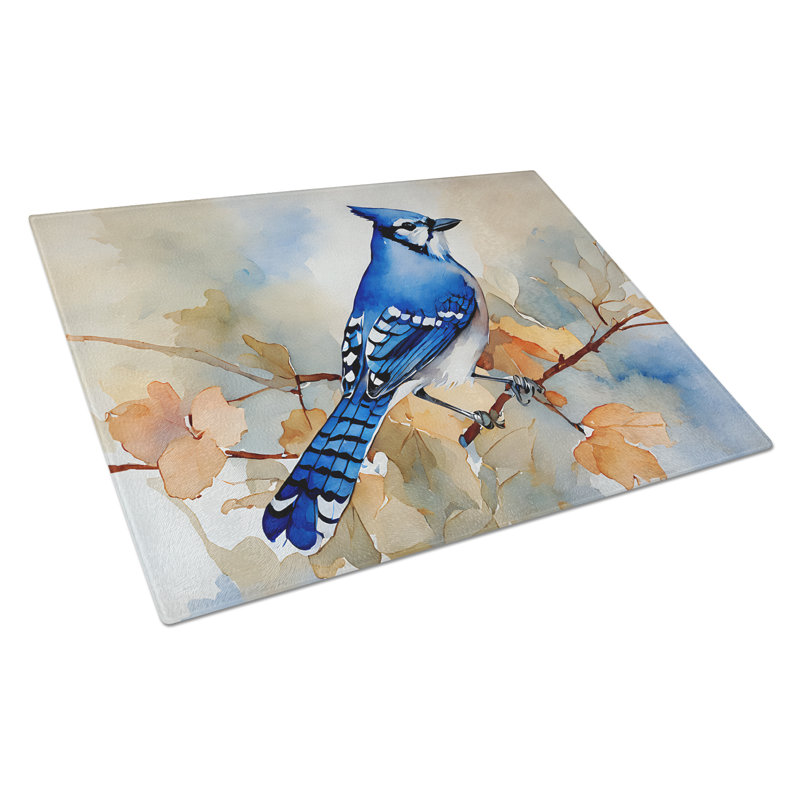 Blue Jay Glass Cutting Board