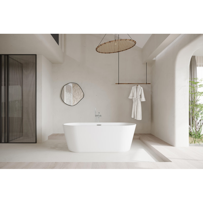 Jakeil 71'' x 31.4'' Soaking Acrylic Bathtub, Brushed Nickel