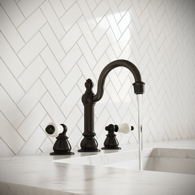 2-handle Bathroom Faucet with Drain Assembly, Oil-Rubbed Bronze, Porcelain Lever
