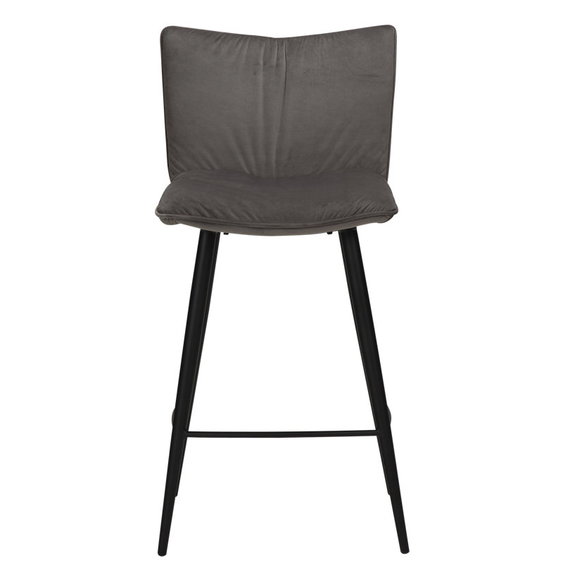 Upholstered Counter Stool with Metal Frame, Grey