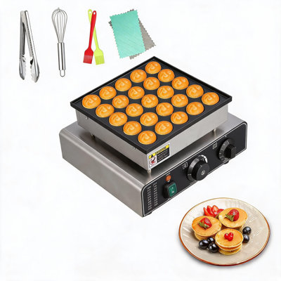 Mini machine à crêpes et muffins commerciale à 25 trous commerciale - couvercle antiadhésif, diamètre de 1,8 po, température réglable de 50 à 300 ° C, chauffage rapide - prise américaine