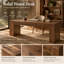 Bureau à deux places en bois massif, bureau d'ordinateur extra long de 200 cm (78,7 pouces) pour bureau à domicile