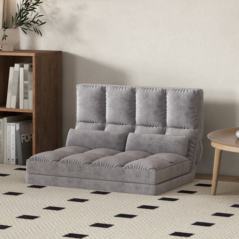 Canapé-lit convertible, lit pliant avec 2 coussins, réglable, gris foncé, chaise solution grise peu encombrante, économie, structure robuste