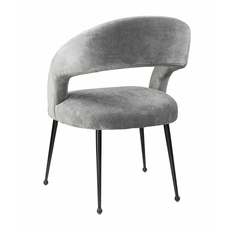 Chaise en velours Julie, Velours gris clair, Noir