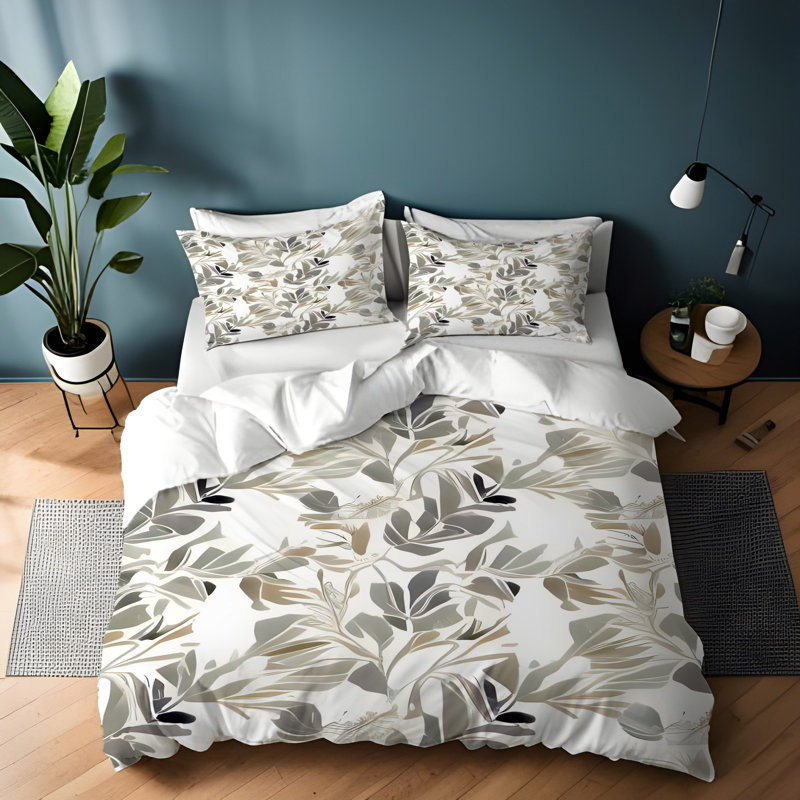 Polyester Floral Duvet Cover, King Duvet Cover + 2 King Shams