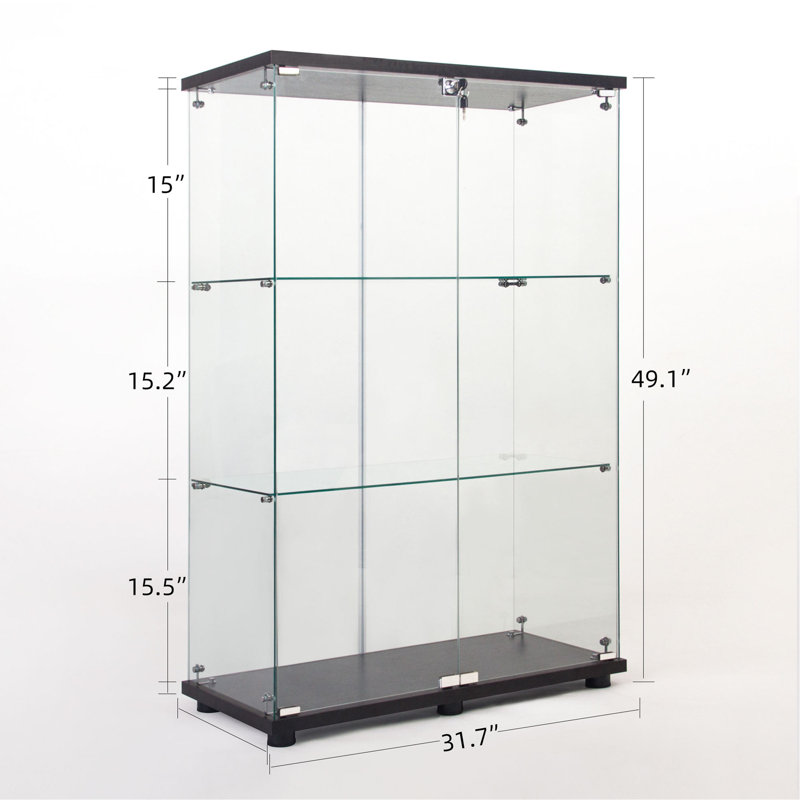 Vitrine à deux portes avec 3 tablettes, Noir