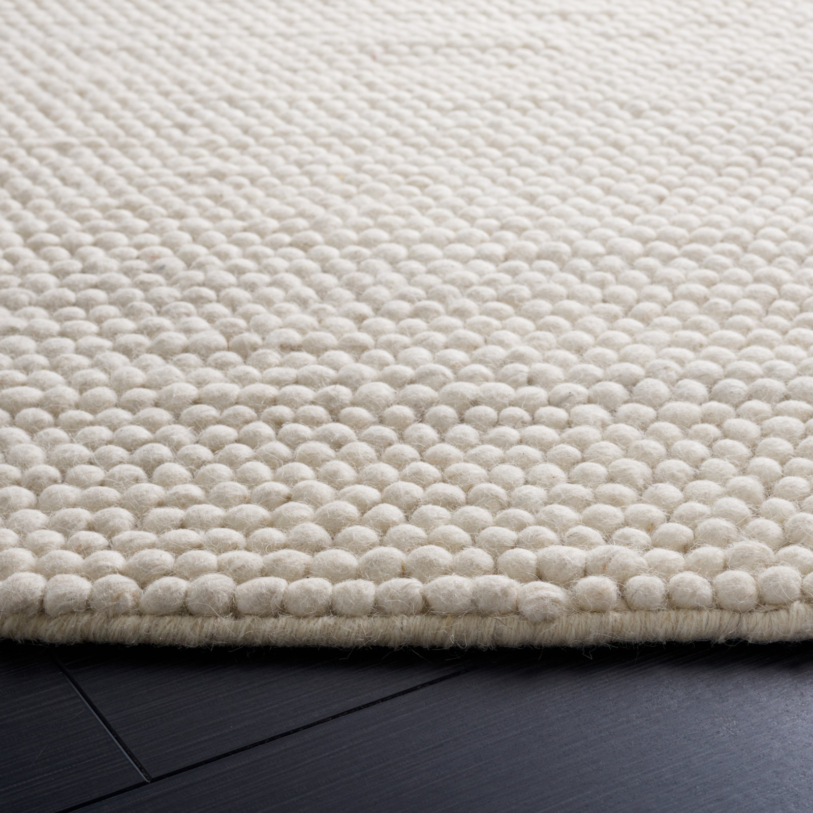 Elle Handmade Wool Ivory Rug, Square 6'