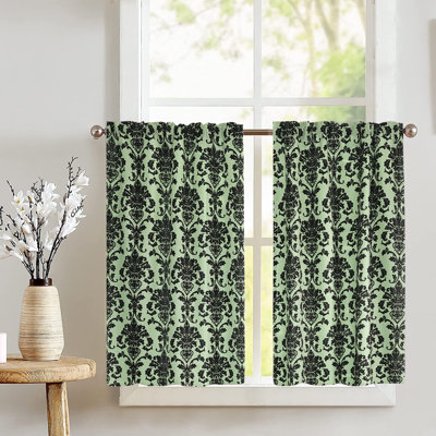 Poplin Damask Floral Cafe Tier Curtains