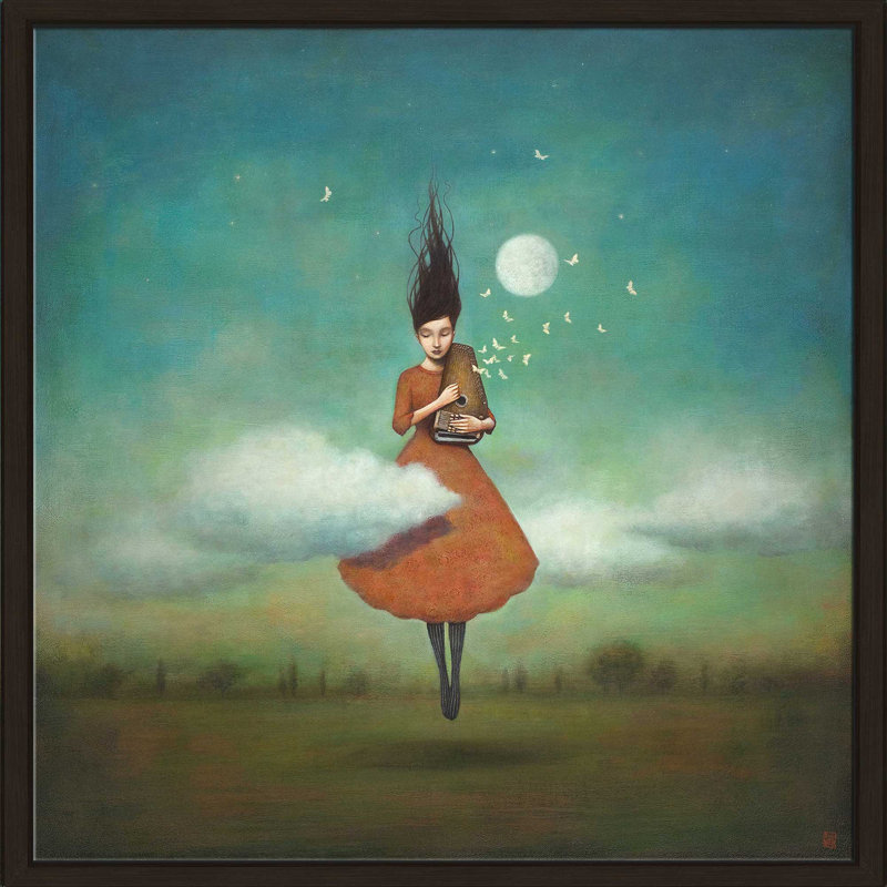 «High Notes for Low Clouds» par Duy Huynh - Peinture, Cadre flottant espresso, H 27,5 po x l 27,5 po x P 2 po