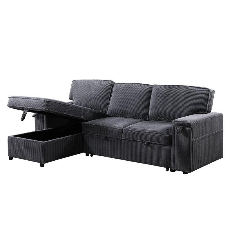 Canapé modulaire gris avec rangement et lit escamotable pour plus de confort