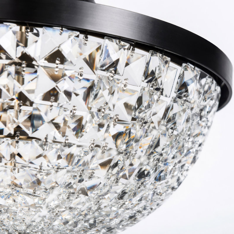Plafonnier semi-encastré 3 lumières Crystal Baller Crystal, Noir Héritage
