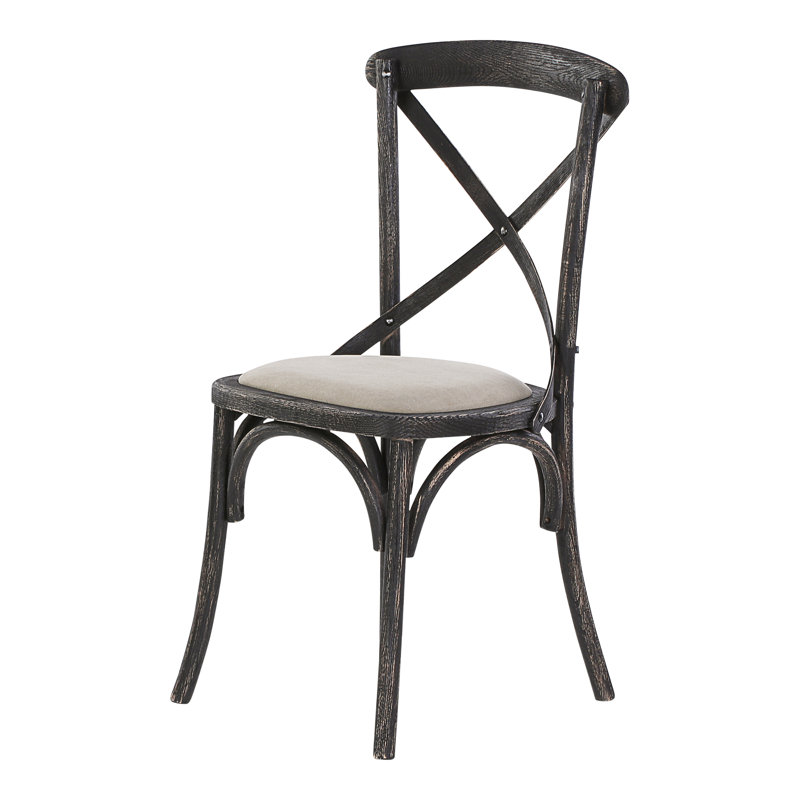 Basche 48cm H Solid Wood Cross Back Side Chair, Black