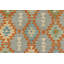 Tapis orange / bleu / jaune à motif géométrique en laine tissé à plat 8 pi 1 po x 11 pi 2 po Orrwell