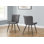 Chaise de salle à manger, 33 po de hauteur, salle à manger, cuisine, rembourrée, ensemble de 2, aspect cuir gris, métal noir, contemporain, moderne