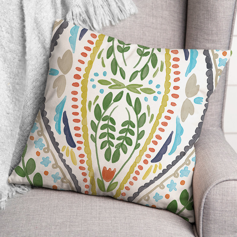 Housse et insert de coussin extérieur d'extérieur, Vert clair, Floral 2