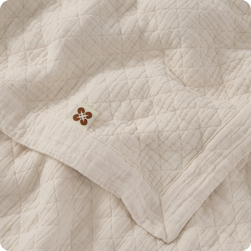 Couverture de lit Bedsure 100 % coton, mousseline de gaze 8 couches, format king - Respirante, beige ivoire uni, s'adoucit après lavage