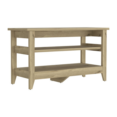Banc de rangement Misuri avec 4 pieds et 2 tablettes ouvertes