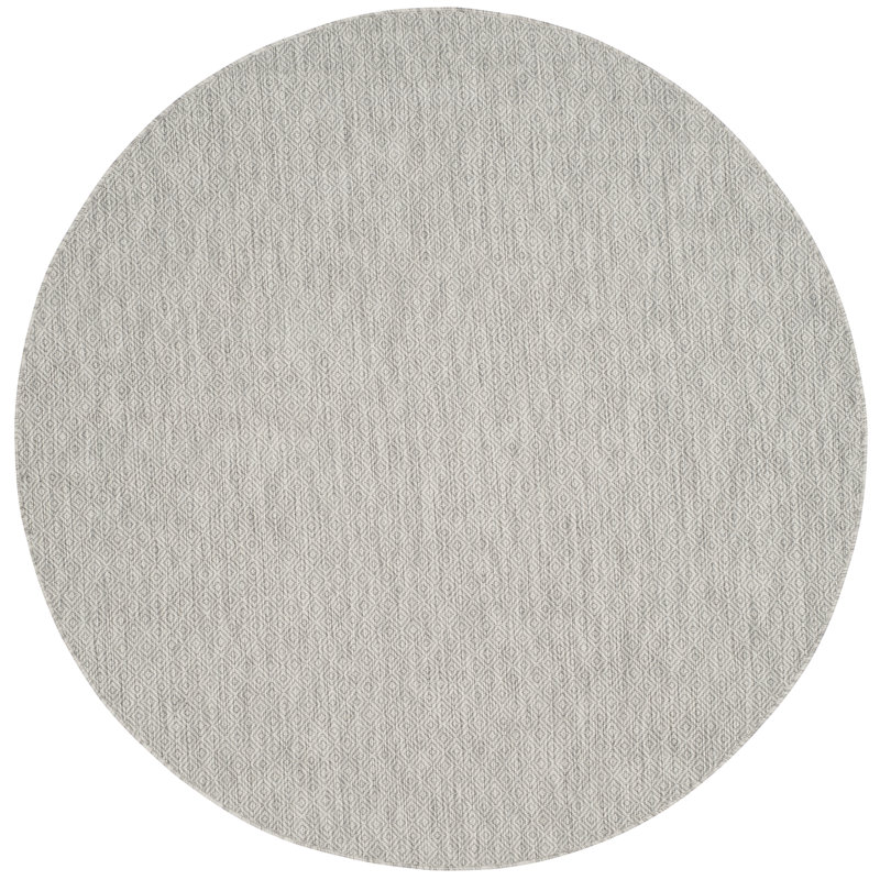 Tapis intérieur / extérieur à motif géométrique gris, Rond 7 pi 10 po