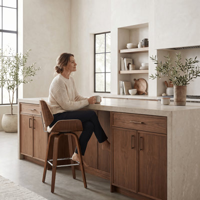 Tabouret de bar en similicuir et bois Journeigh