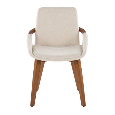 Chaise en bambou noyer et tissu crème