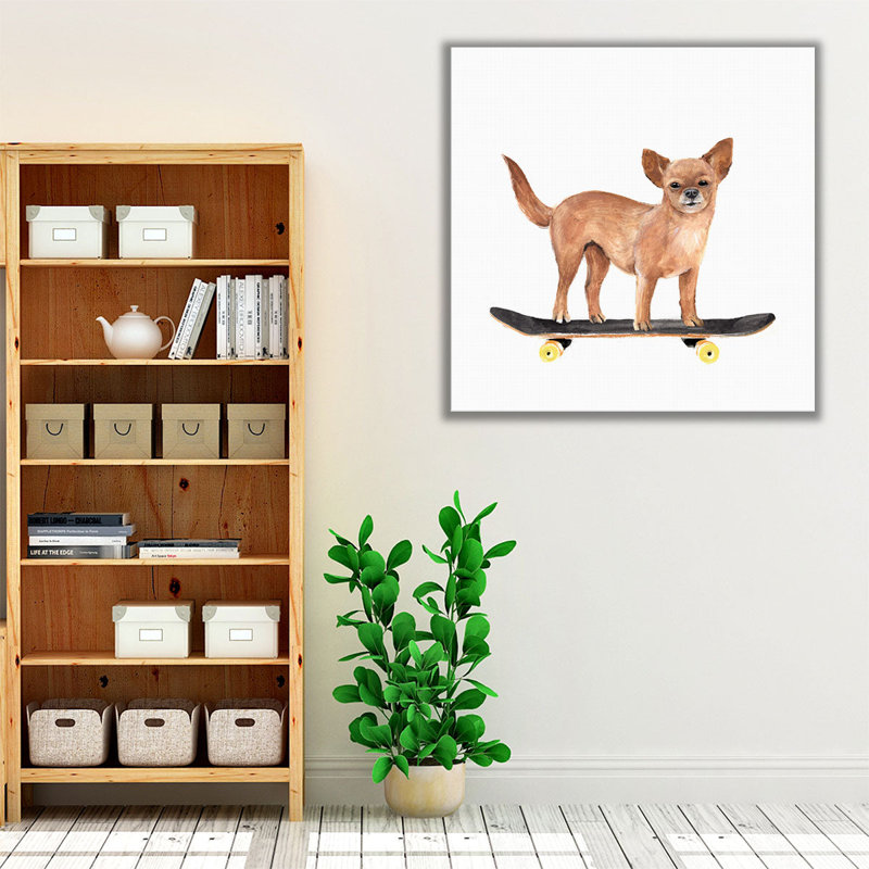 «Pups on Wheels I», reproduction d'art sur toile, H 20 po x l 20 po