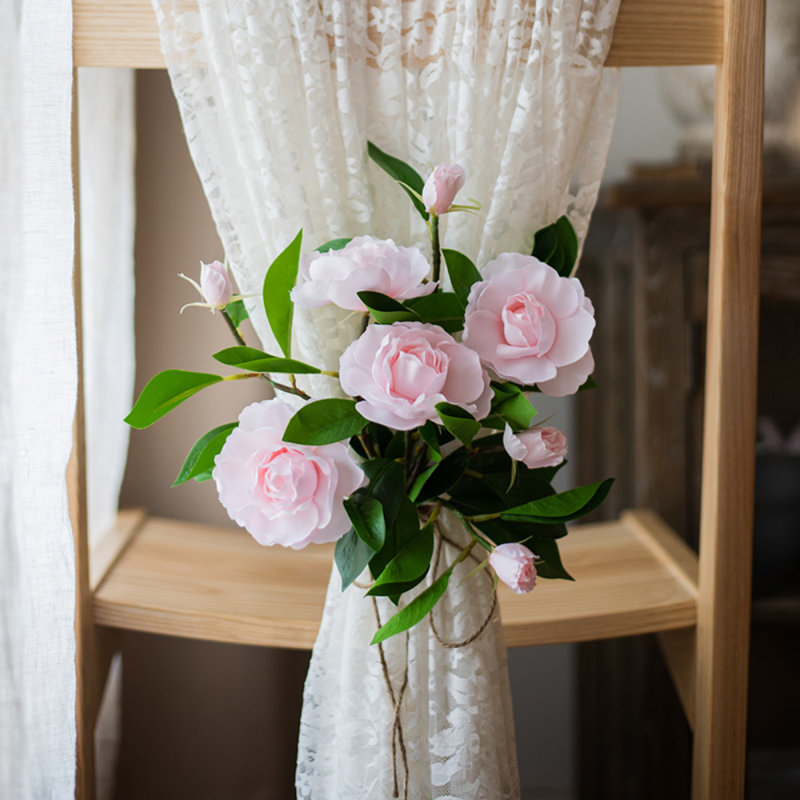 Tige de gardenia en soie, Rose, Deux tiges