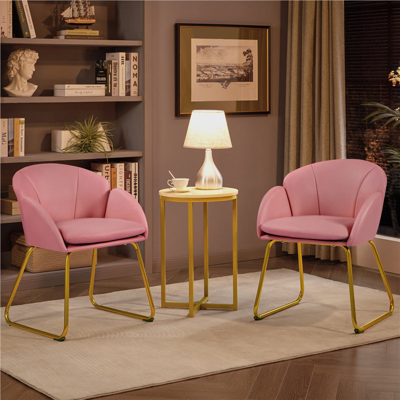 Fitchburg 20'' H Upholstered Metal Dining Chair, Rose