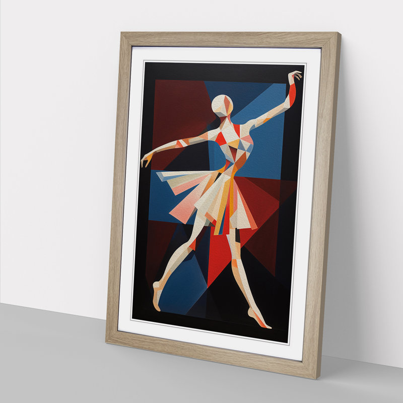 Ballet Dancer Constructivism - Framed Print, 34cm H x 25cm W x 2cm D, Oak