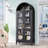 Modern Metal Arched China Cabinet With Glass Doors-1699916224