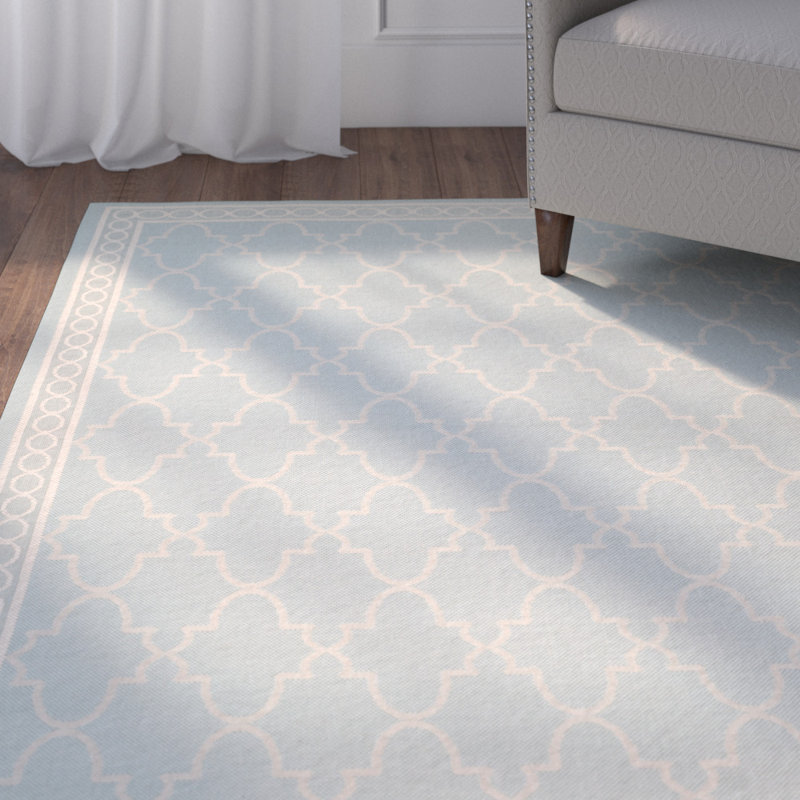 Welby Aqua/Beige Outdoor Rug, Rectangle 8' x 11'