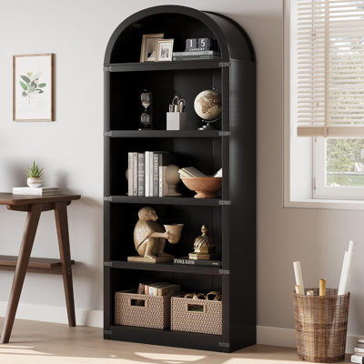 71" Tall 5-Tier Wooden Bookshelf, Open Display Storage Shelf