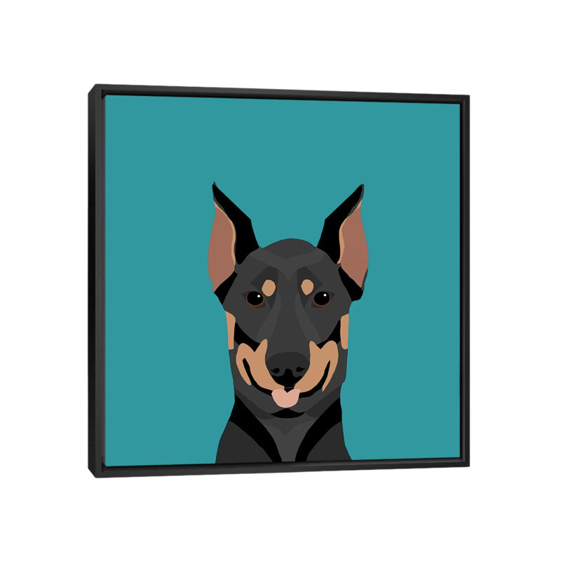 Doberman pinscher, impression sur toile tendue, H 18 po x l 18 po x P 1,5 po, Toile avec cadre noir, Pas de tapis