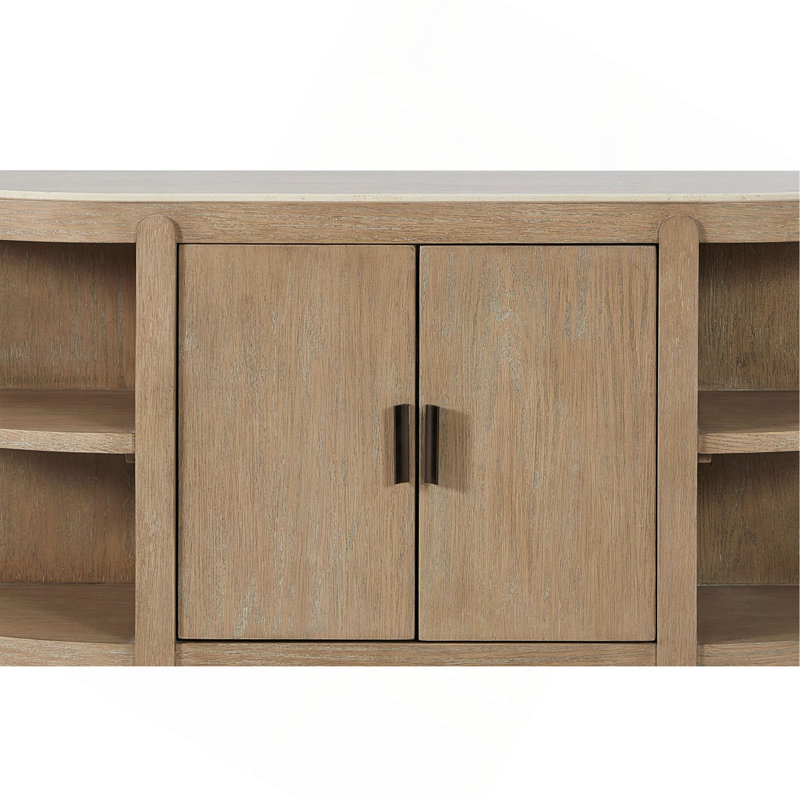 Curved 2-Door Console Table W/ Marble Top