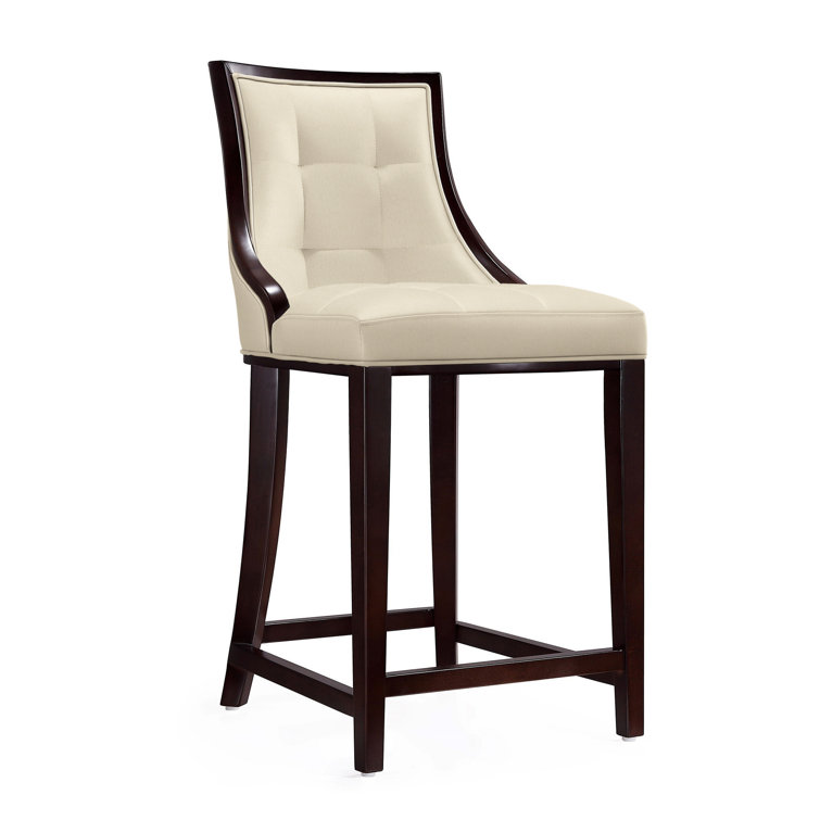 Upholstered Counter Stool with Solid Wood Frame