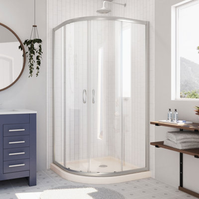 Enceinte de douche ronde coulissante ronde 38 po x 74,75 po avec base en forme de base extra Prime