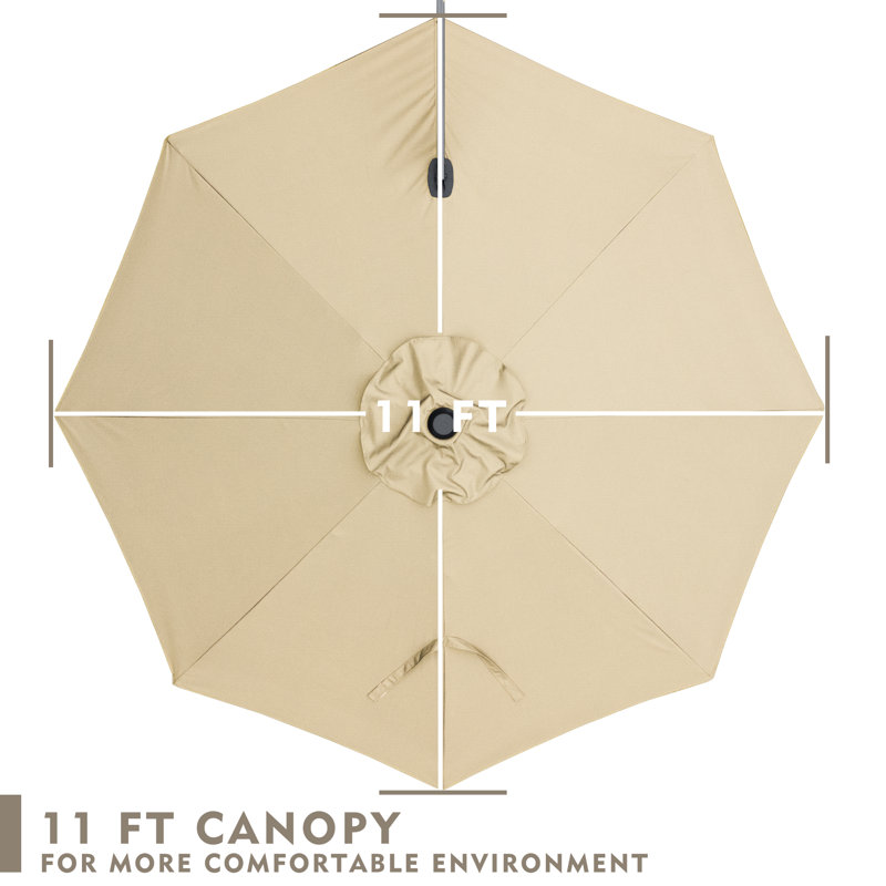 Parasol de patio en porte-à-faux octogonal 11 pi Kozyard avec rotation à 360 ° et système d'inclinaison intégré (rouge)