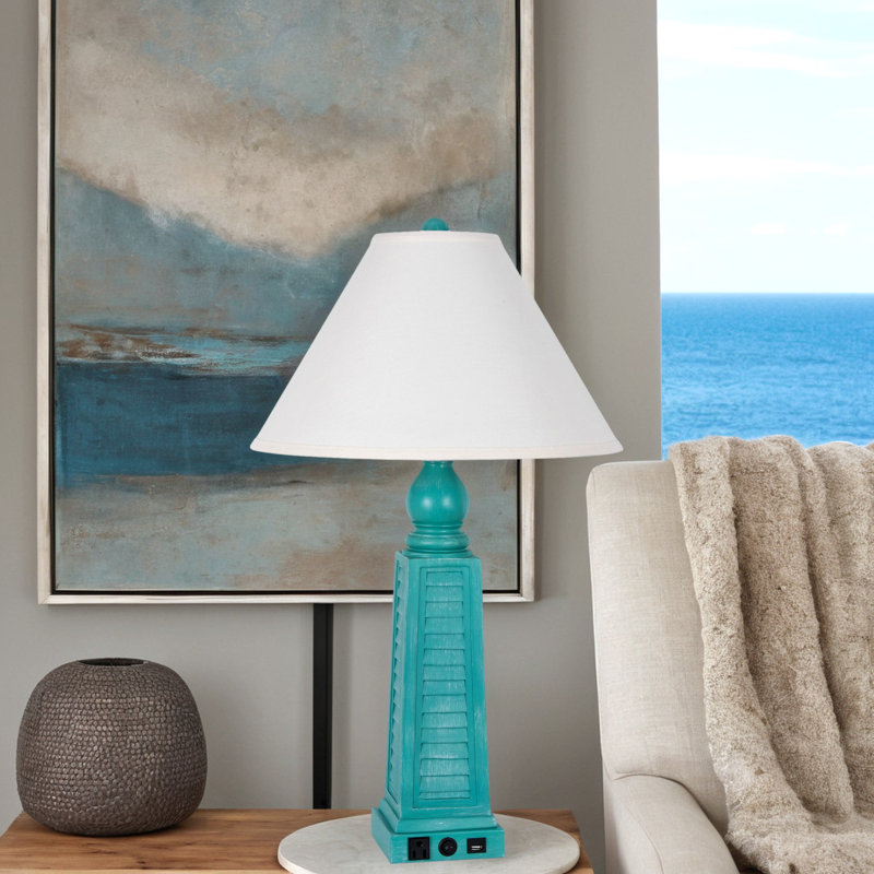 Lampe en résine Dawrin, Bleu sarcelle foncé