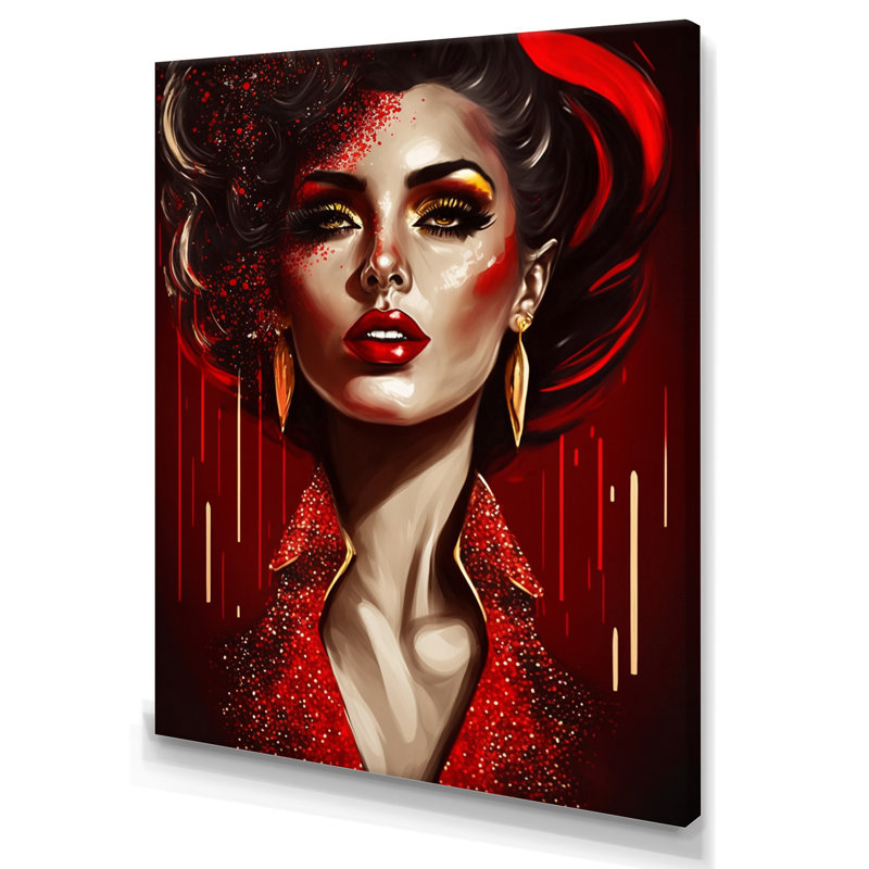 Ravissante femme en rouge II - impression, H 20 po x l 12 po x P 1 po, Toile tendue