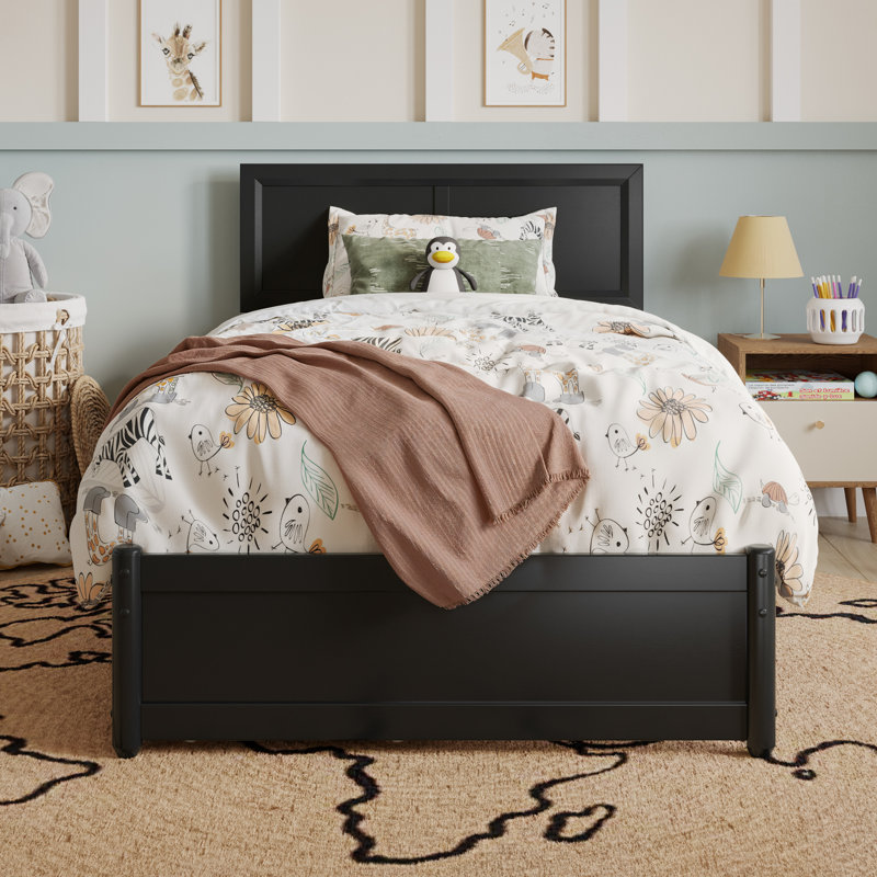 Astley Wood Panel Storage Bed, Twin, Black