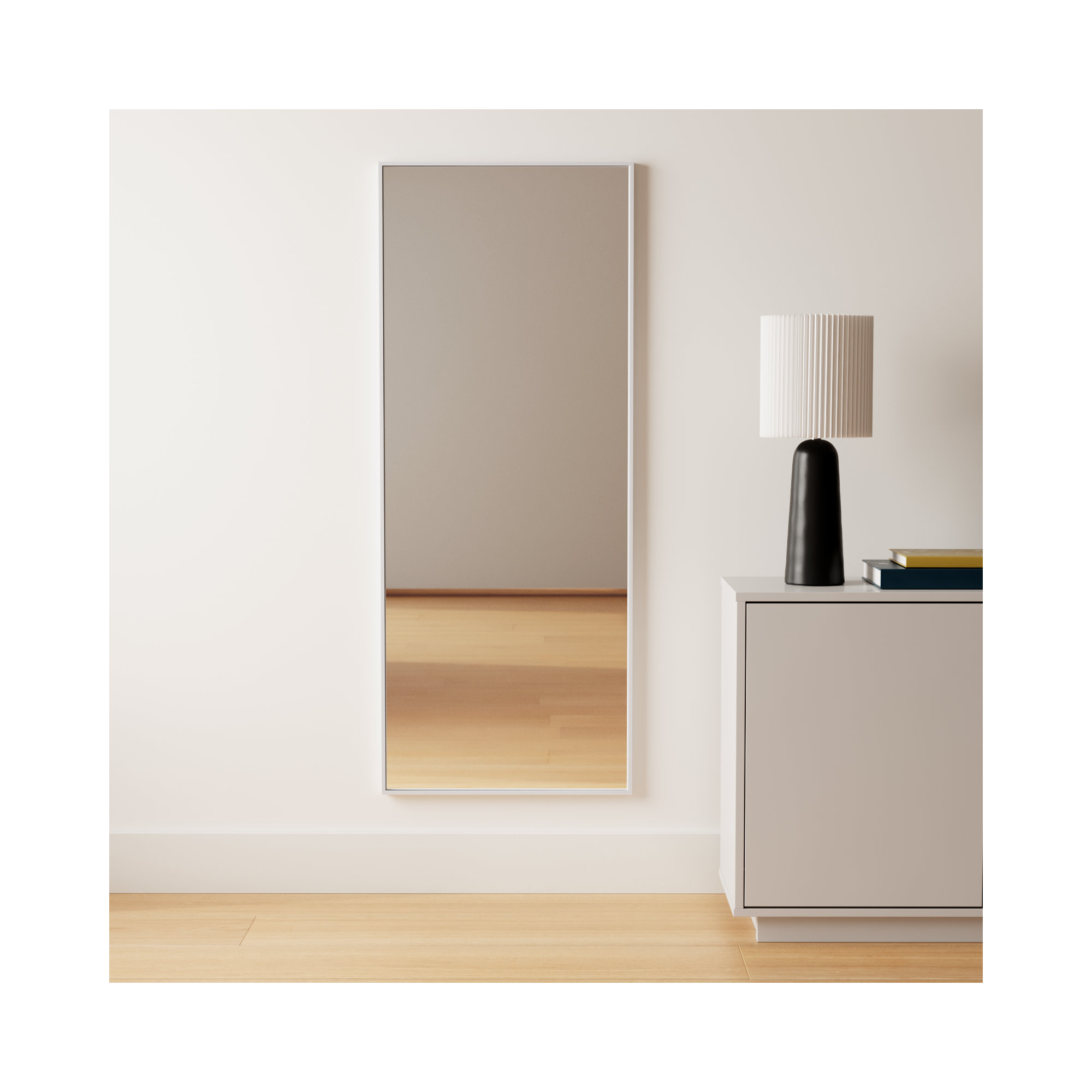 Sabine Metal Rectangle Wall Mirror, White, 60" x 24"