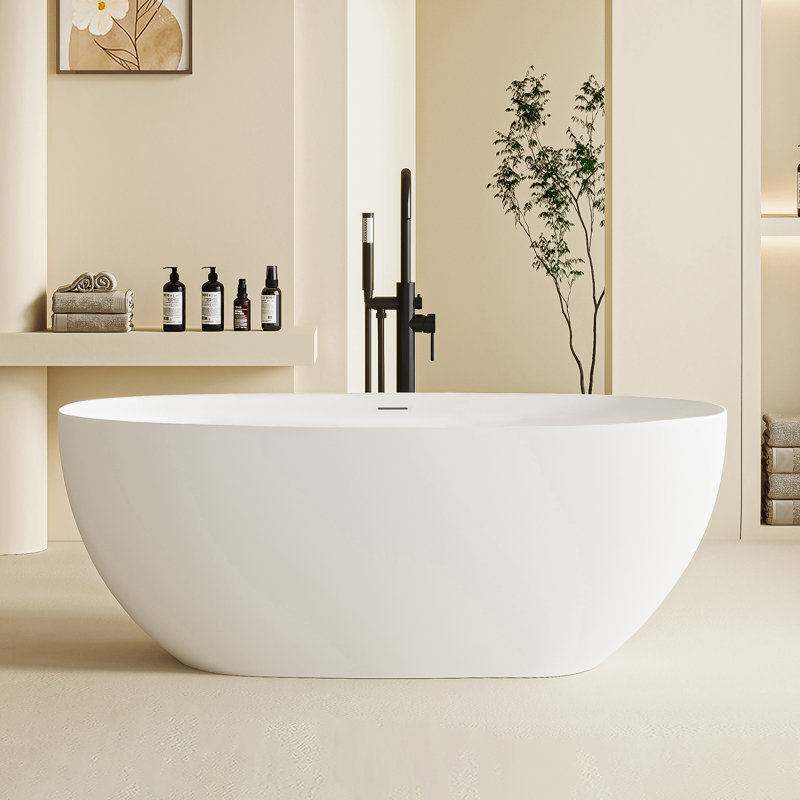 Baignoire de trempage autoportante 63 po. X 29,5 po. Blanc brillant, Blanc lustré, 63 po x 29,5 po